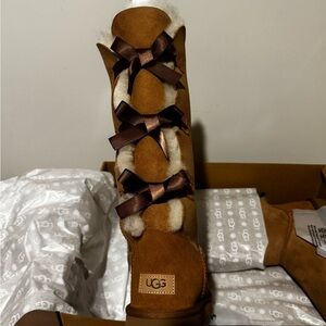 UGG Chestnut Boots with Satin Bows